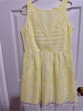 Promod Yellow Geometric Fit & Flare Dress